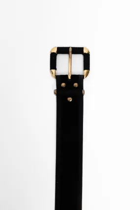 0065_BLACK LEATHER VINTAGE BELT