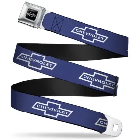 1965 CHEVROLET Bowtie Full Color Black White Seatbelt Belt - 1965 CHEVROLET Bowtie Blue/White Webbing