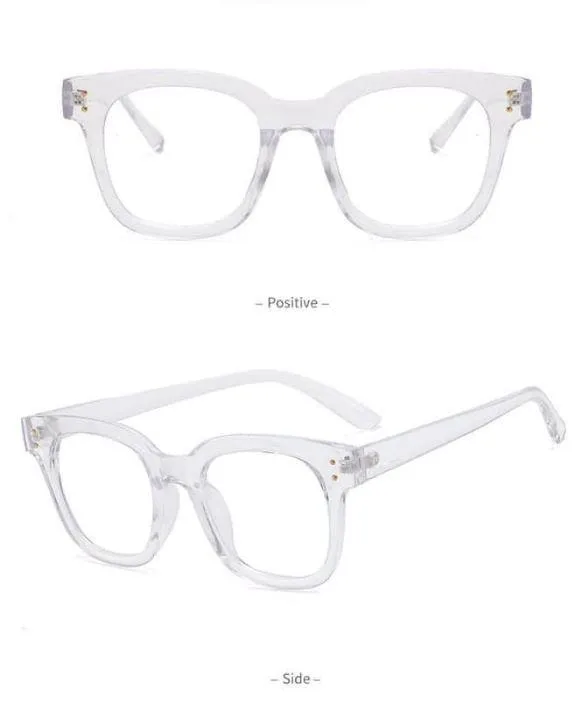 Adult Blue Lens Glasses: Clear Frames