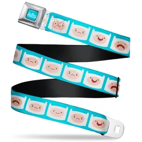 ADVENTURE TIME Title Logo Full Color Blue/White Seatbelt Belt - Adventure Time Finn Expressions Blue Webbing