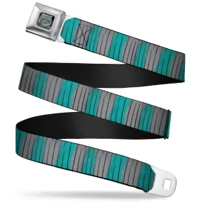 Alice Through the Looking Glass Cheshire Cat Pose Full Color Black Seatbelt Belt - Cheshire Cat Stripes Gray/Teal/Black Webbing by Buckle-Down