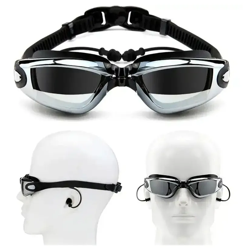 Anti Fog Swim Goggles (Black/Silver/ Clear)