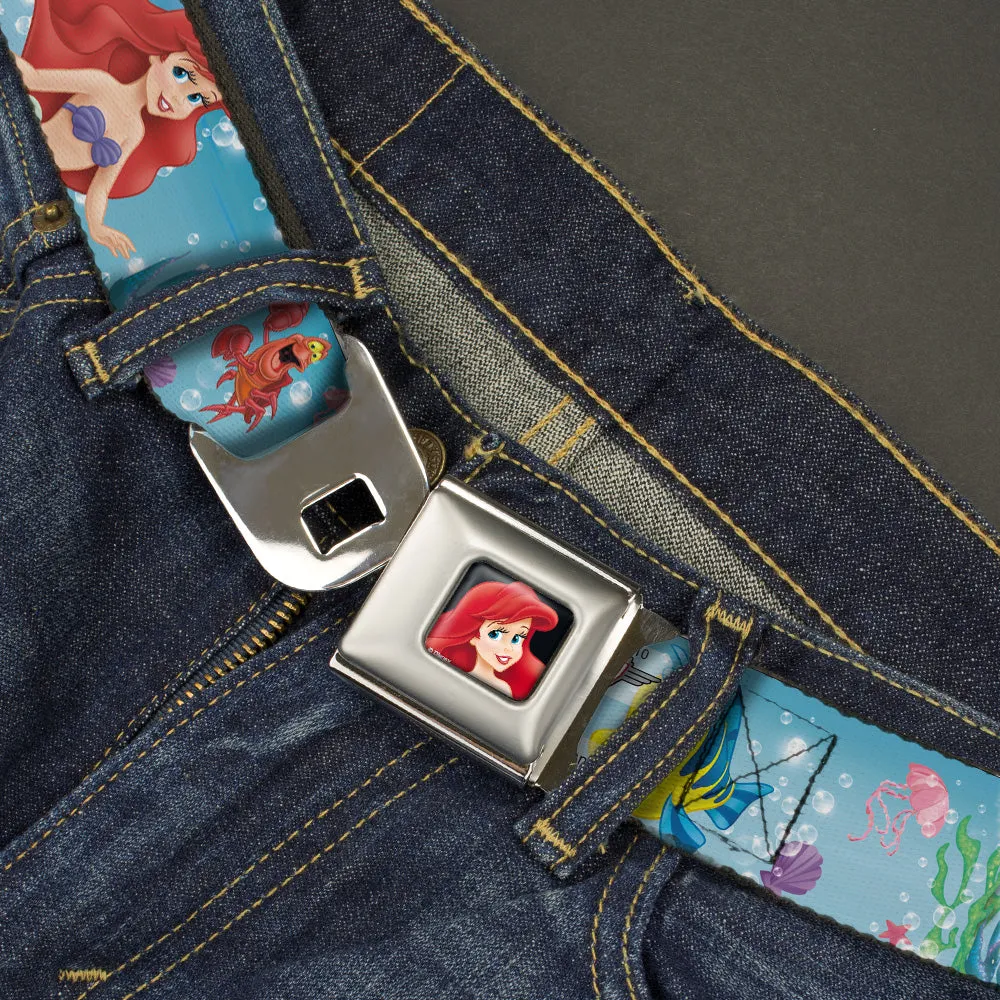 Ariel CLOSE-UP Full Color Seatbelt Belt - Ariel, Sebastian & Flounder Scene2 Webbing