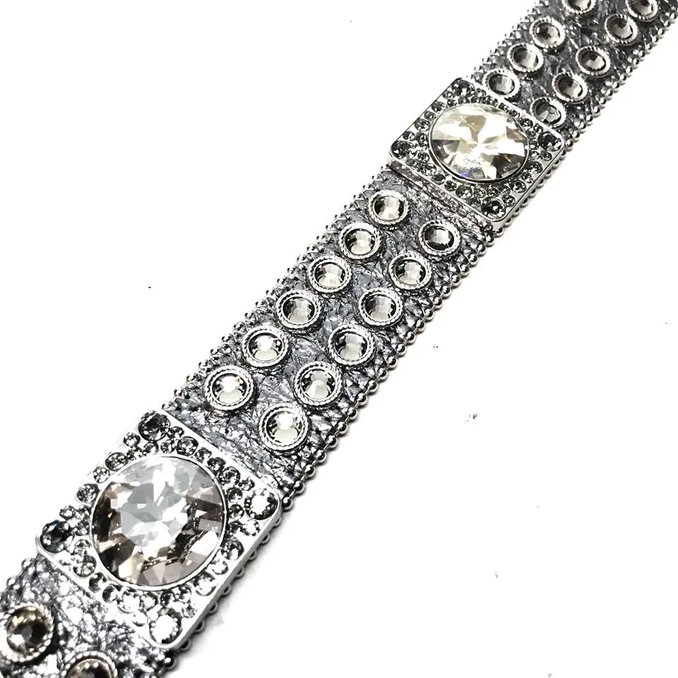 b.b. Simon Big Block Silver Crystal Belt