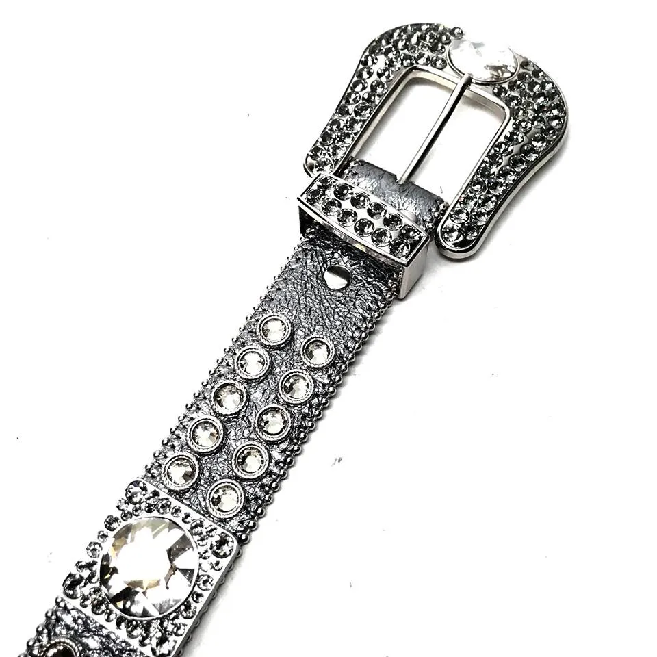 b.b. Simon Big Block Silver Crystal Belt