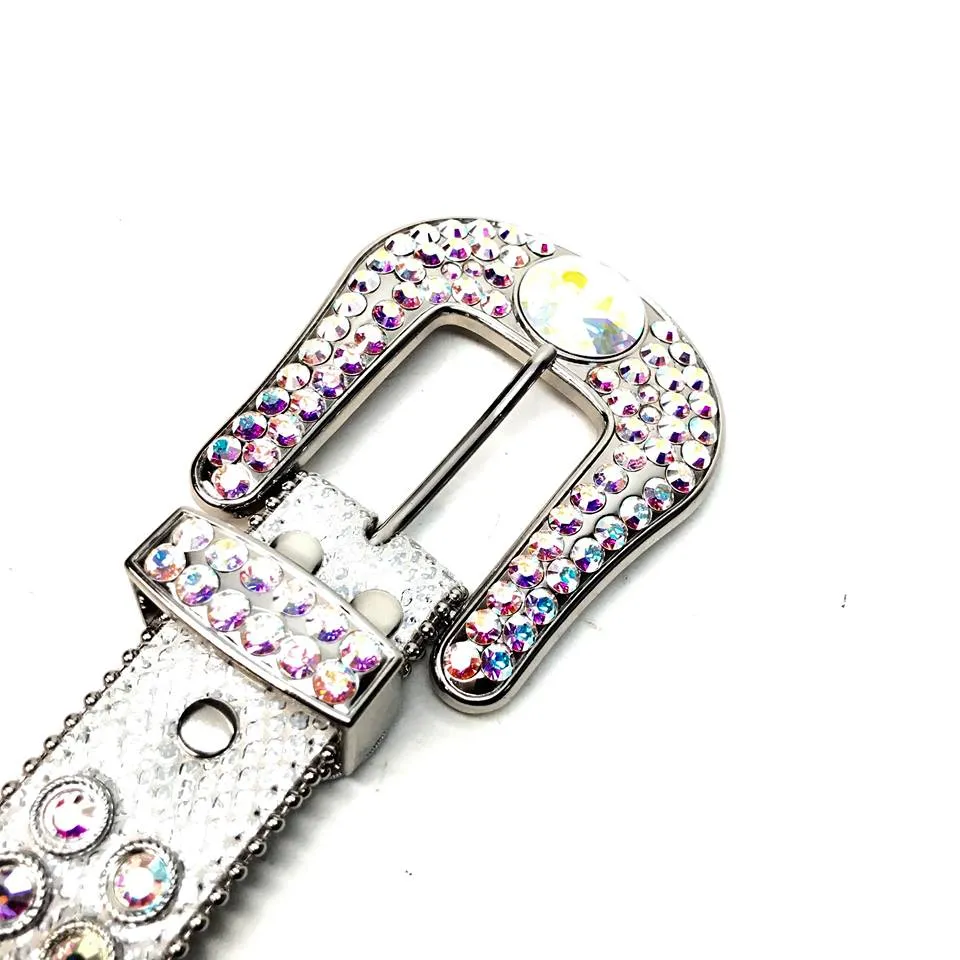 b.b. Simon Big Block White Crystal Belt