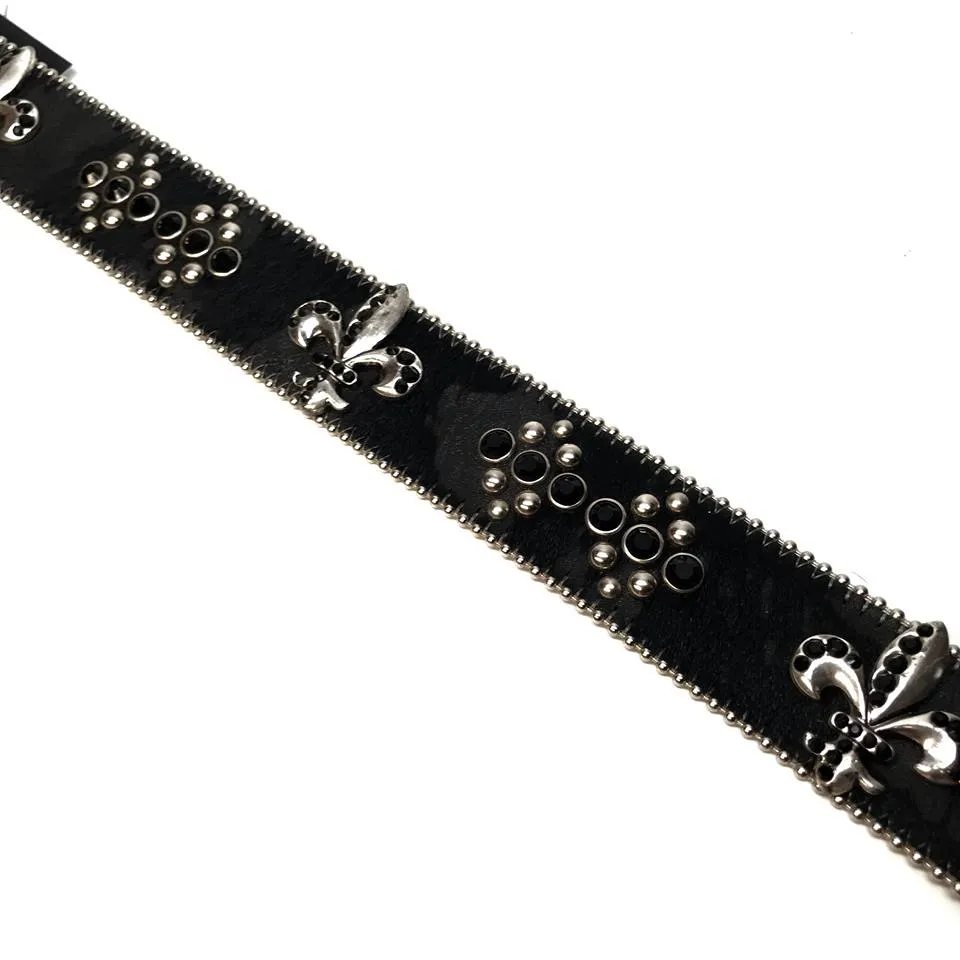 b.b. Simon 'Black Fleur-de-lis' Crystal Belt