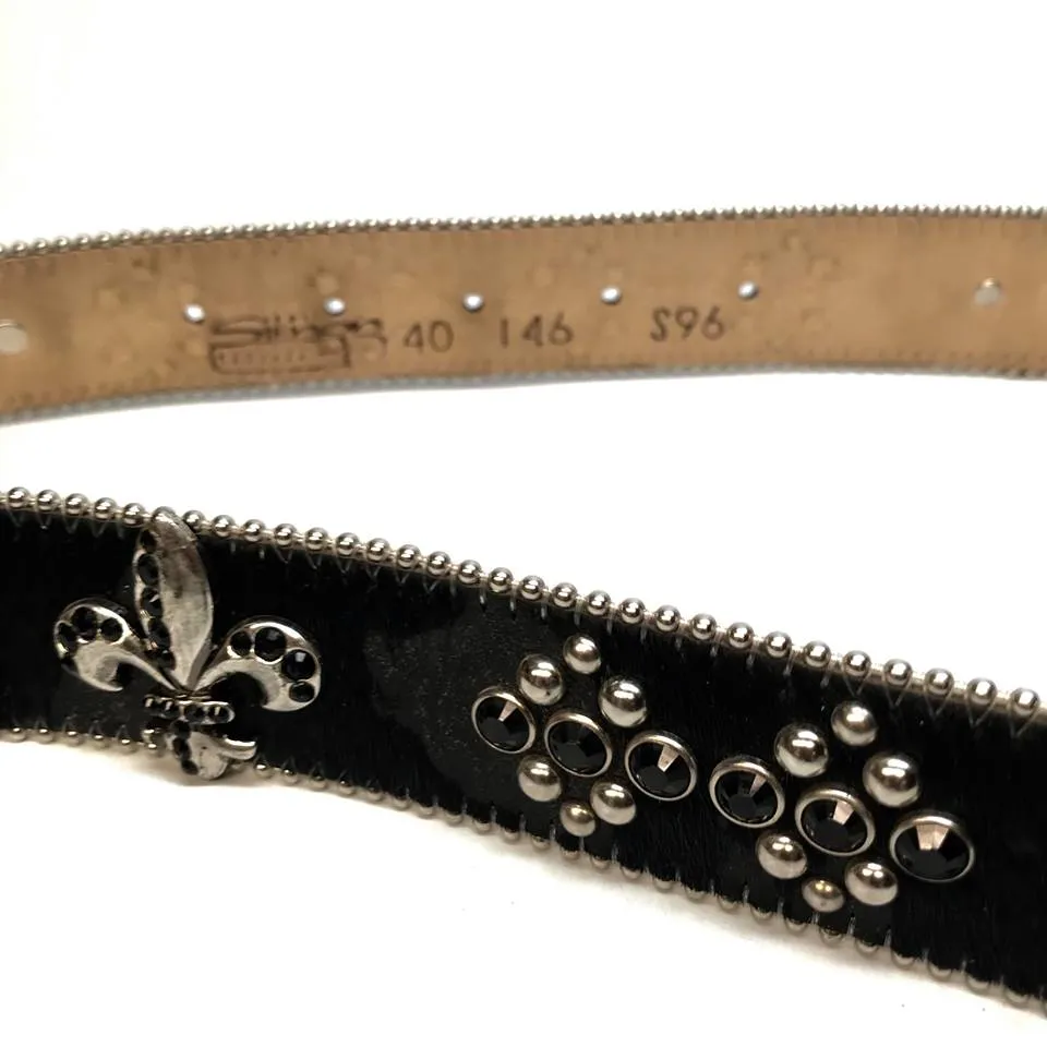 b.b. Simon 'Black Fleur-de-lis' Crystal Belt