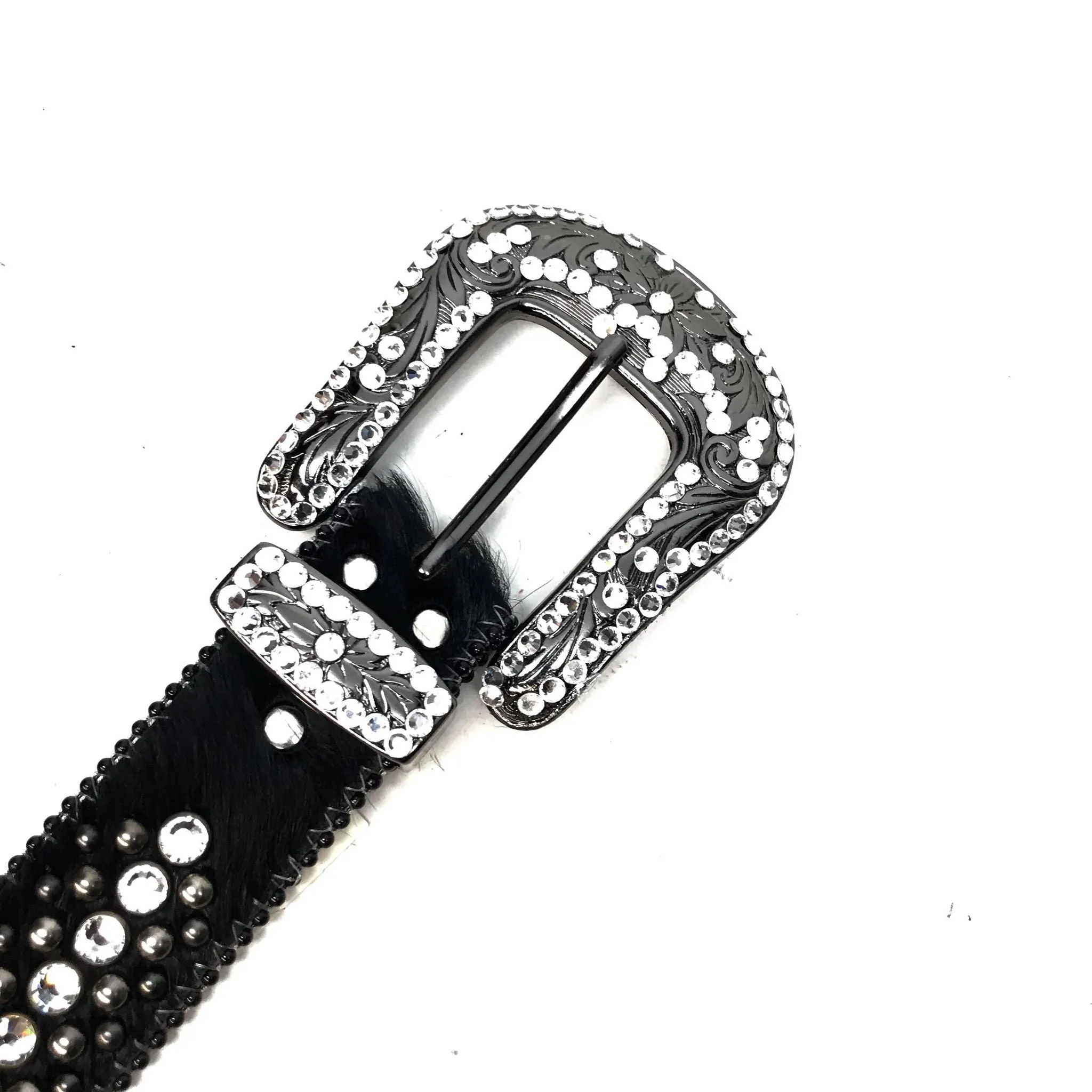 b.b. Simon 'Black Skull' Pony Fully Loaded Crystal Belt