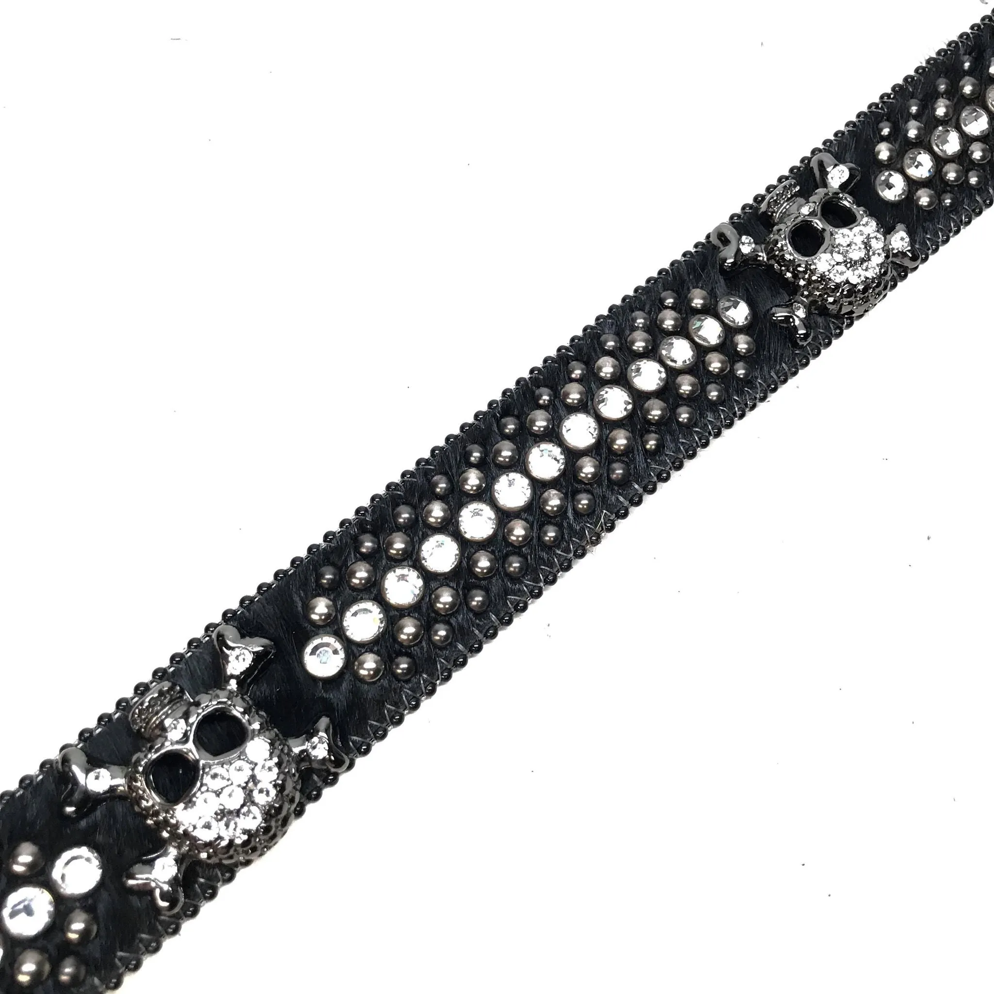 b.b. Simon 'Black Skull' Pony Fully Loaded Crystal Belt