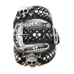 b.b. Simon 'Black Skull' Pony Fully Loaded Crystal Belt