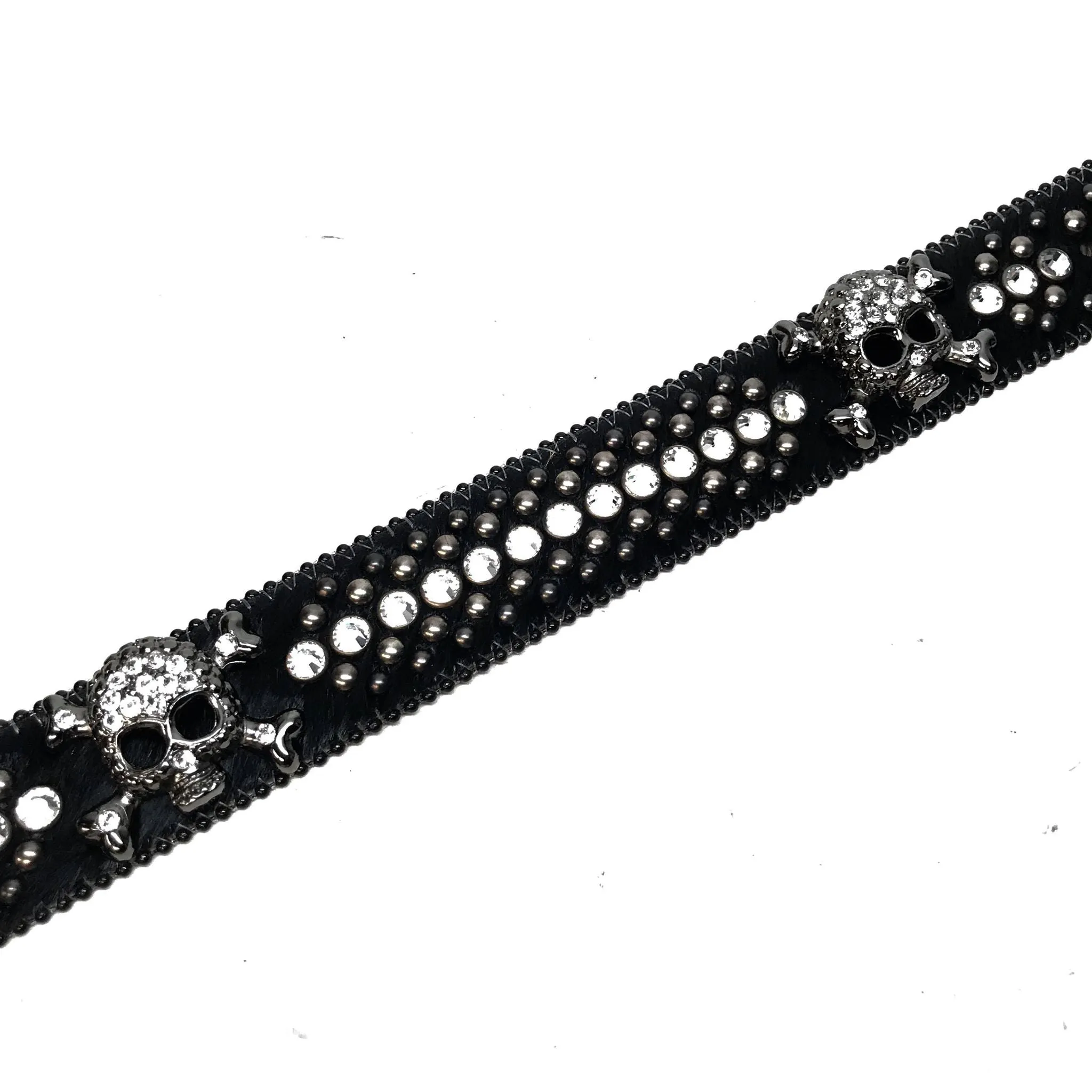 b.b. Simon 'Black Skull' Pony Fully Loaded Crystal Belt