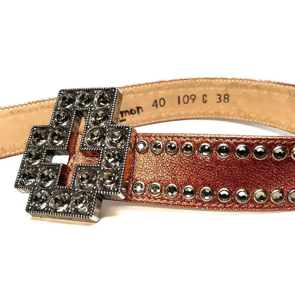 b.b. Simon 'Cross Orange Chrome' Double Row Crystal Belt