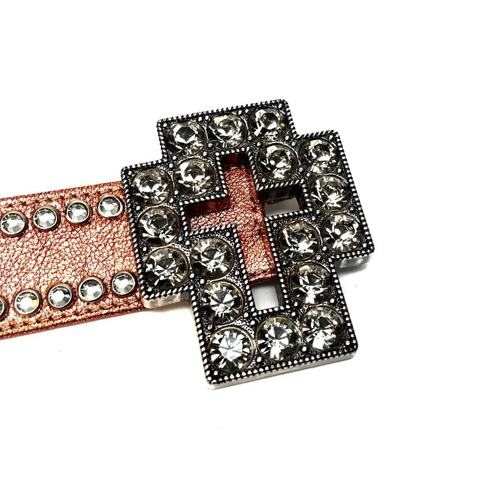 b.b. Simon 'Cross Orange Chrome' Double Row Crystal Belt