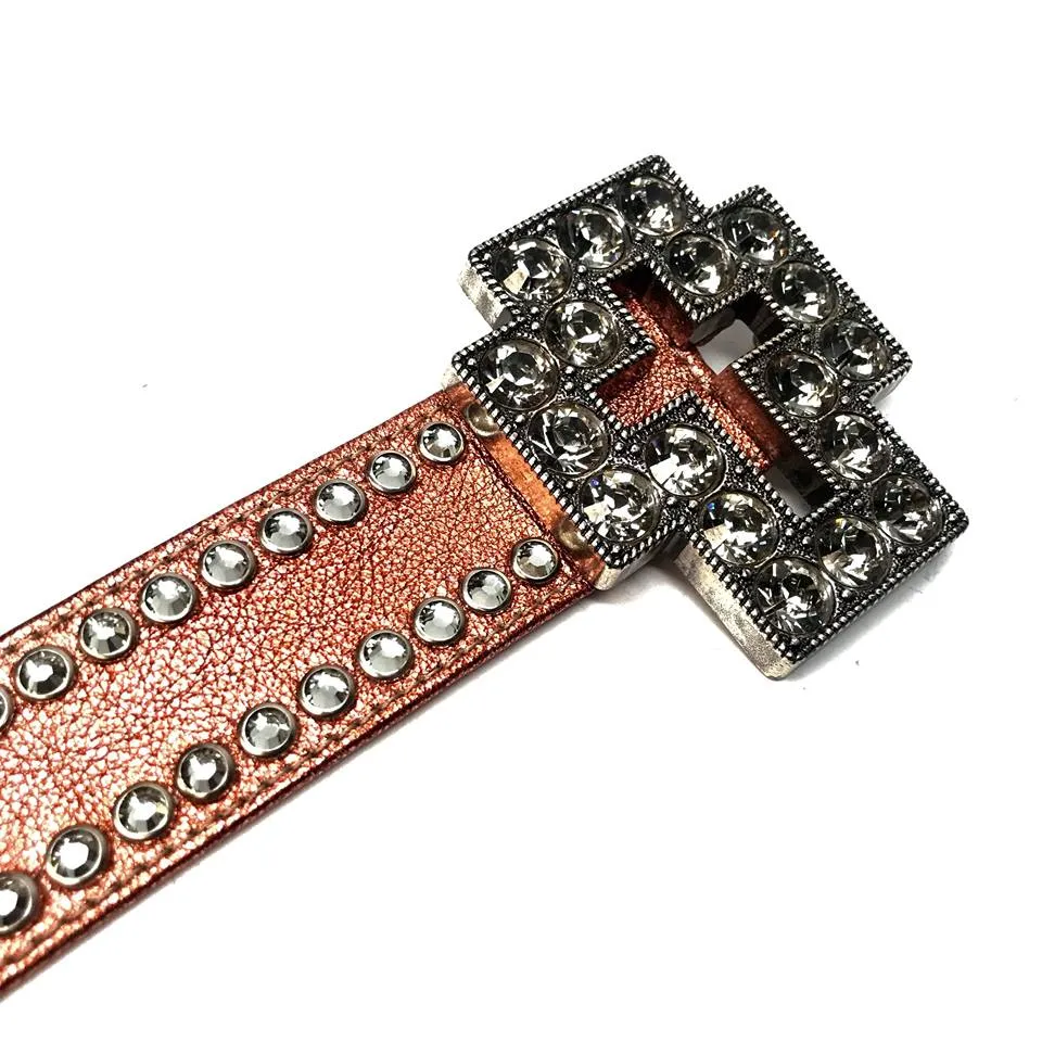 b.b. Simon 'Cross Orange Chrome' Double Row Crystal Belt