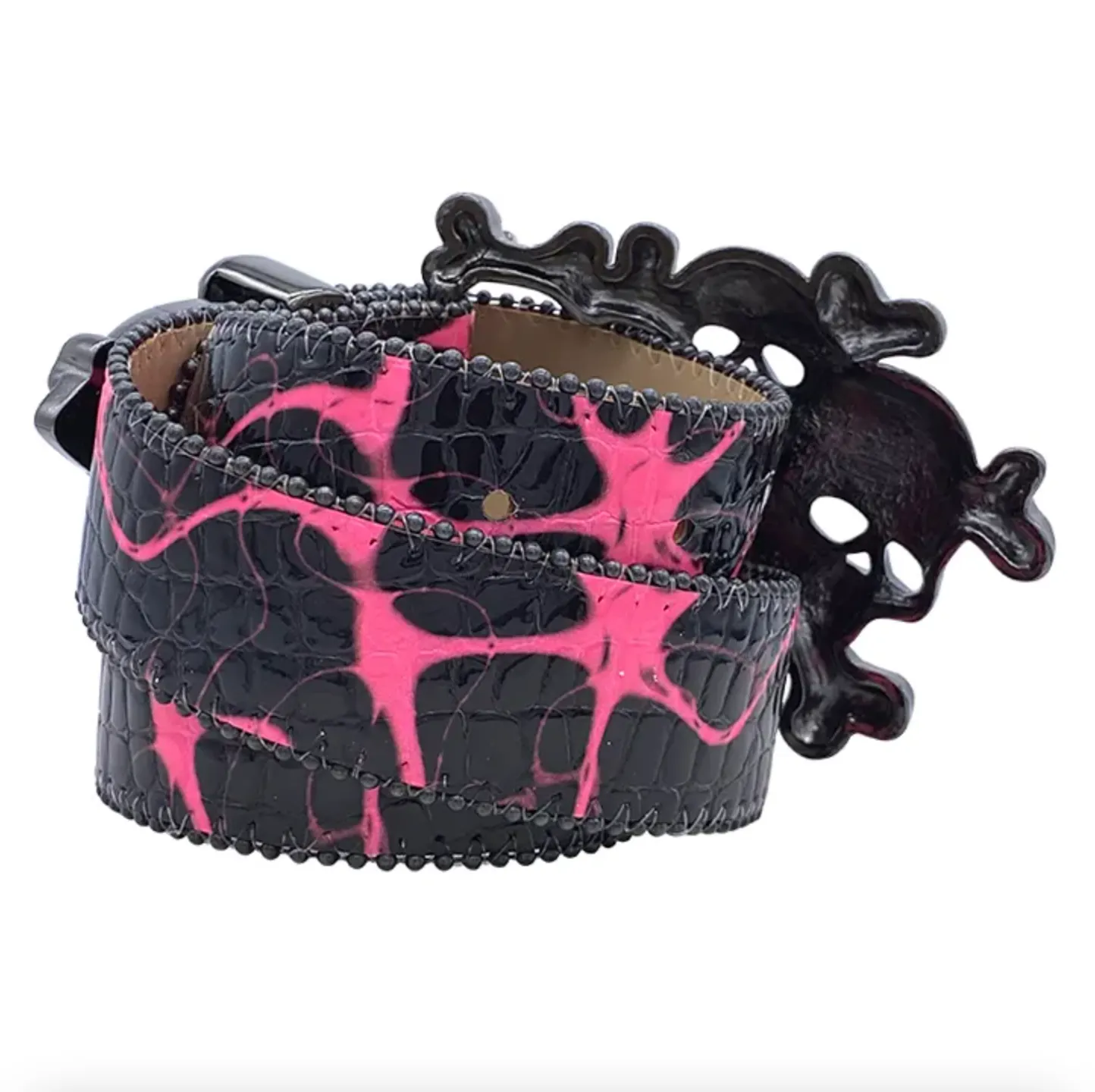 b.b. Simon Electric Pink Skull Pile Crystal Belt