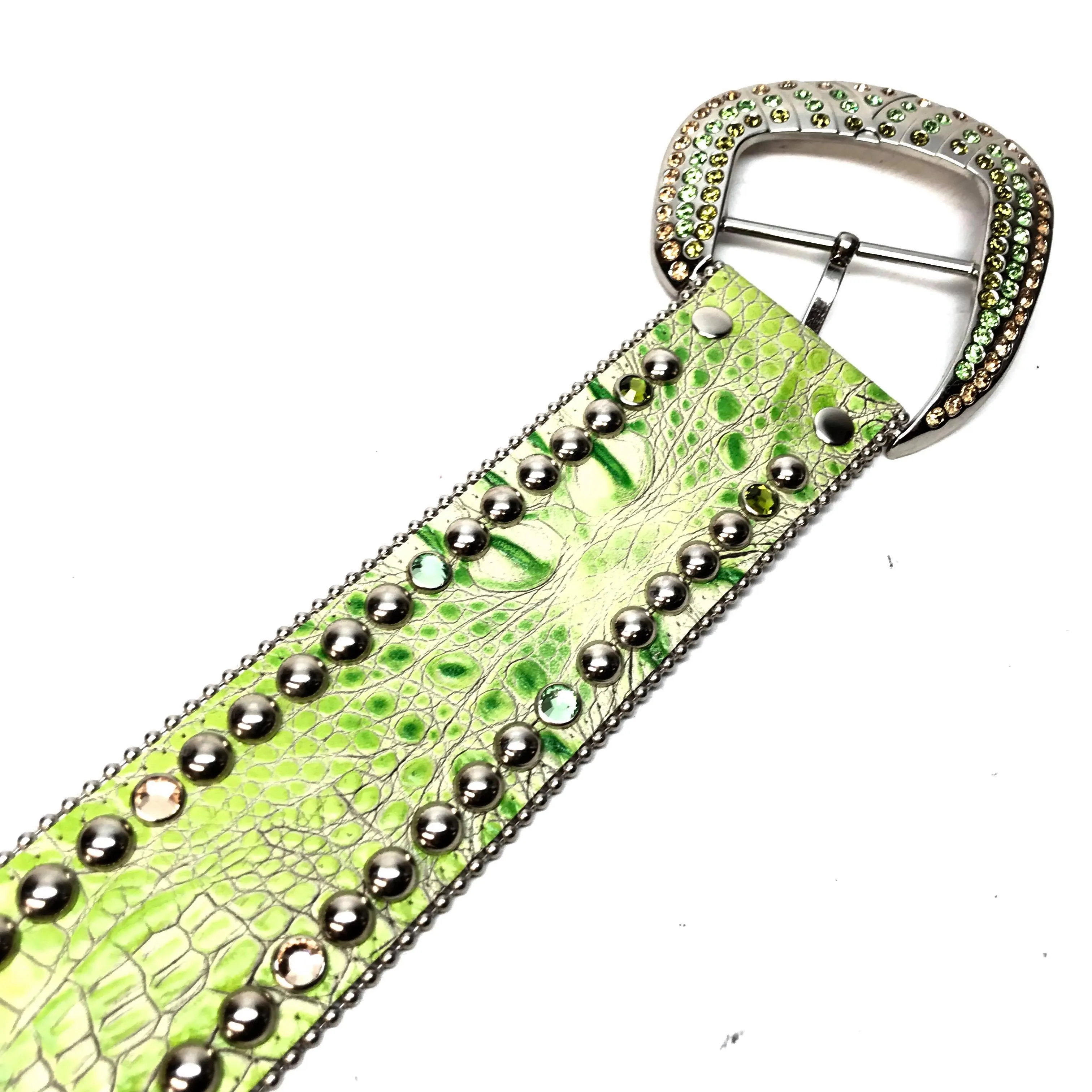 b.b. Simon 'Lime Croc' Thick 2.5" Crystal Belt