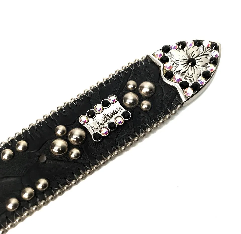 b.b. Simon 'Multicolor Lotus' Embossed Crystal Belt