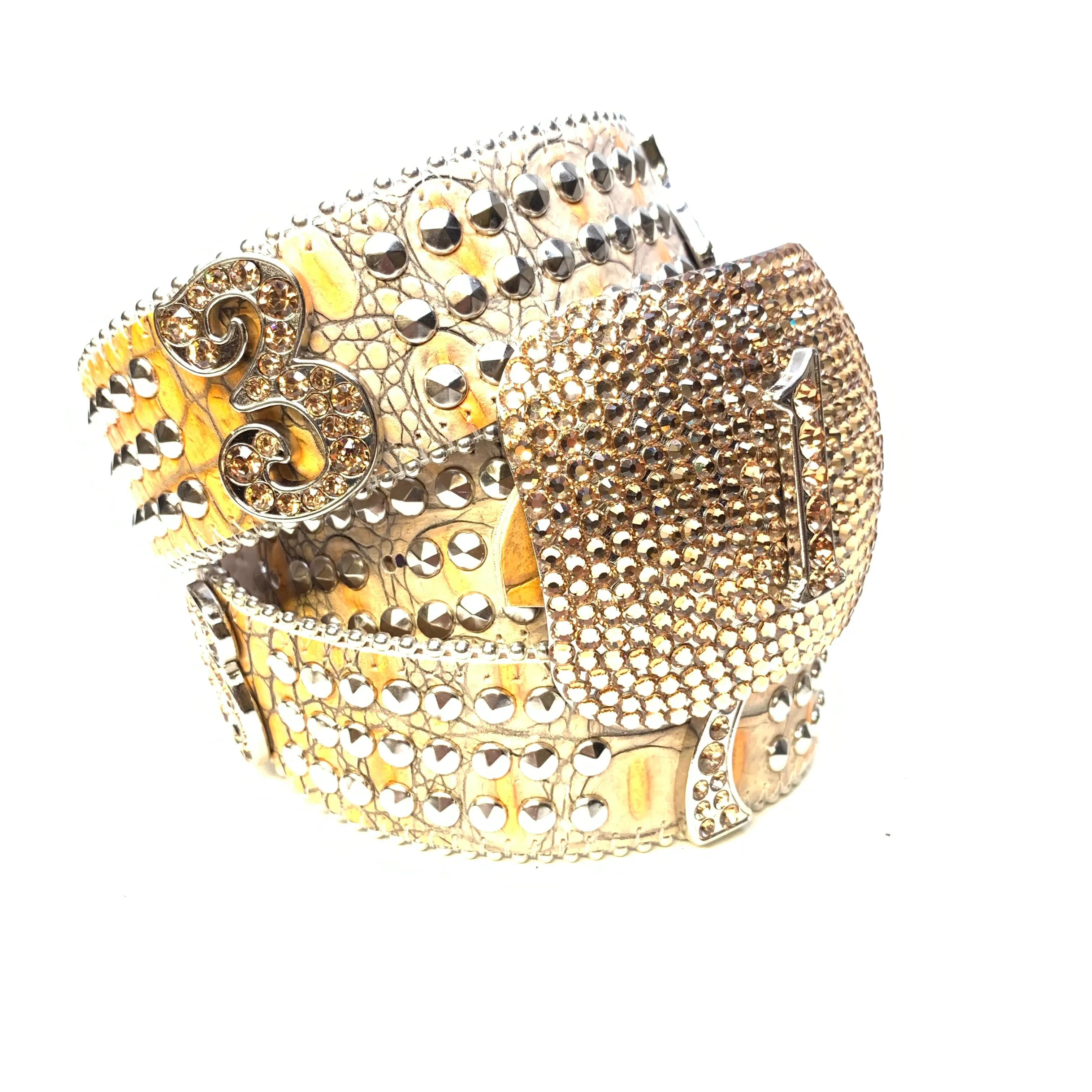 b.b. Simon "Gold Numbers" Studded Crystal Belt