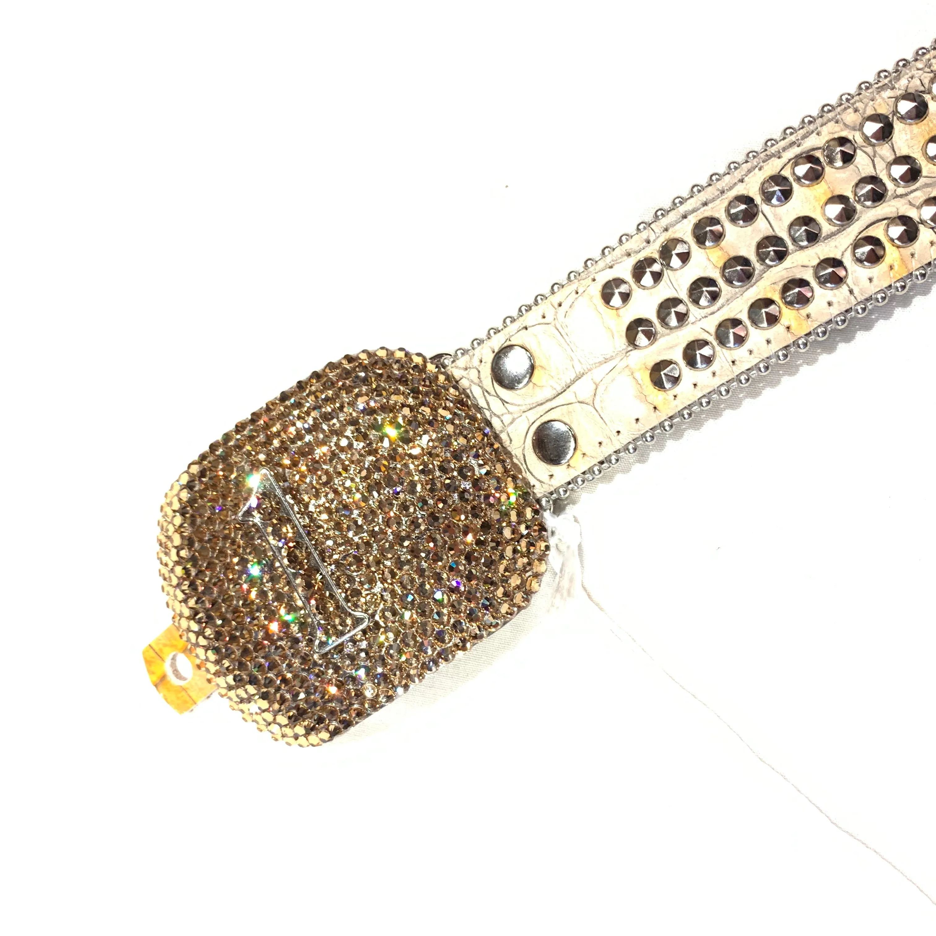 b.b. Simon "Gold Numbers" Studded Crystal Belt