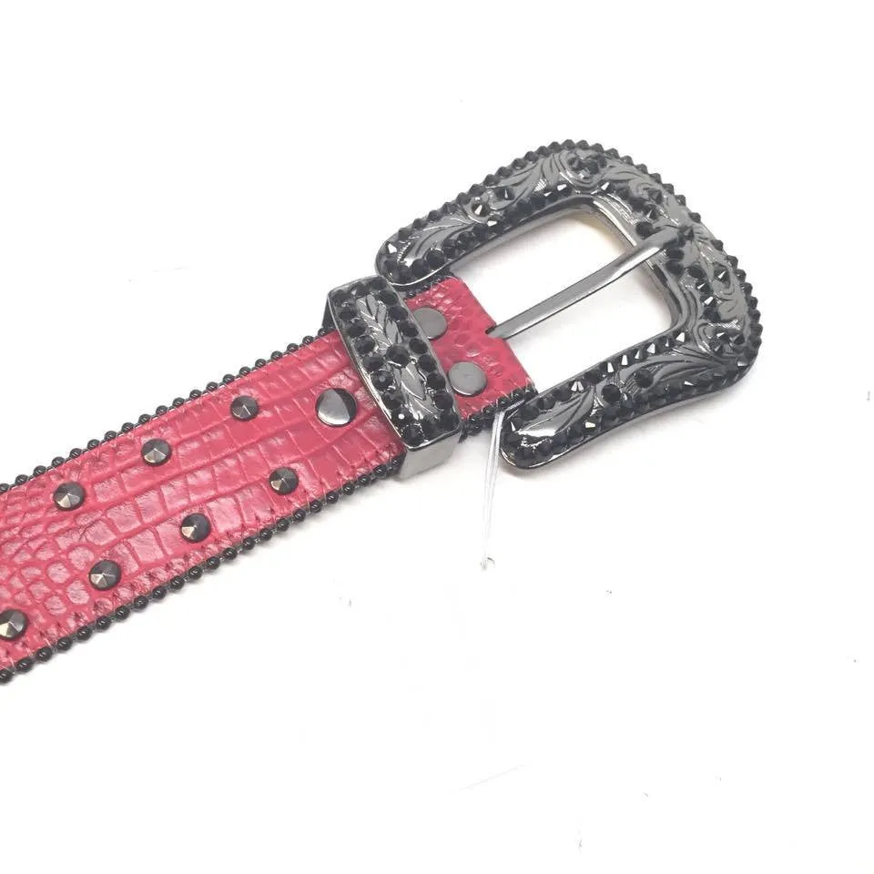 b.b. Simon "Red Croc Belly" Crystal Belt