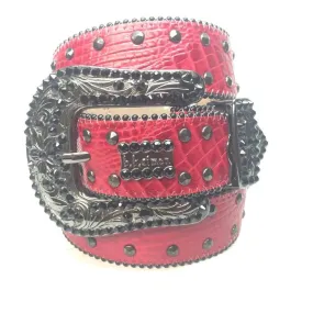 b.b. Simon "Red Croc Belly" Crystal Belt