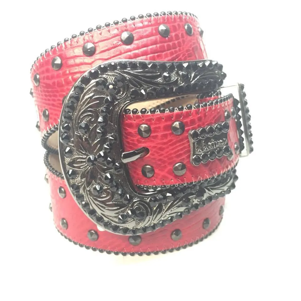 b.b. Simon "Red Croc Belly" Crystal Belt