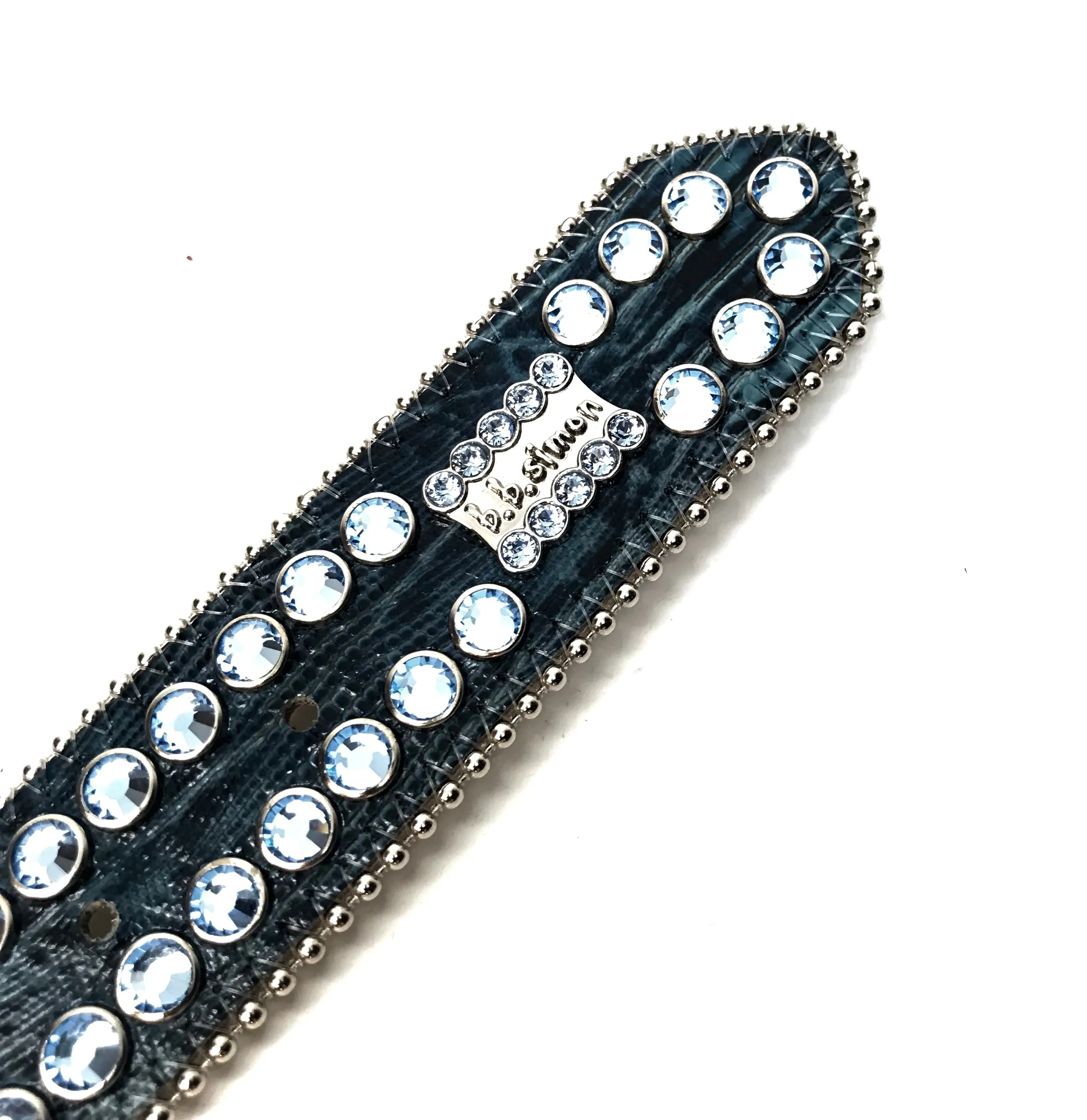 b.b. Simon Skull Blue Lizard Fully Loaded Double Row Crystal Belt