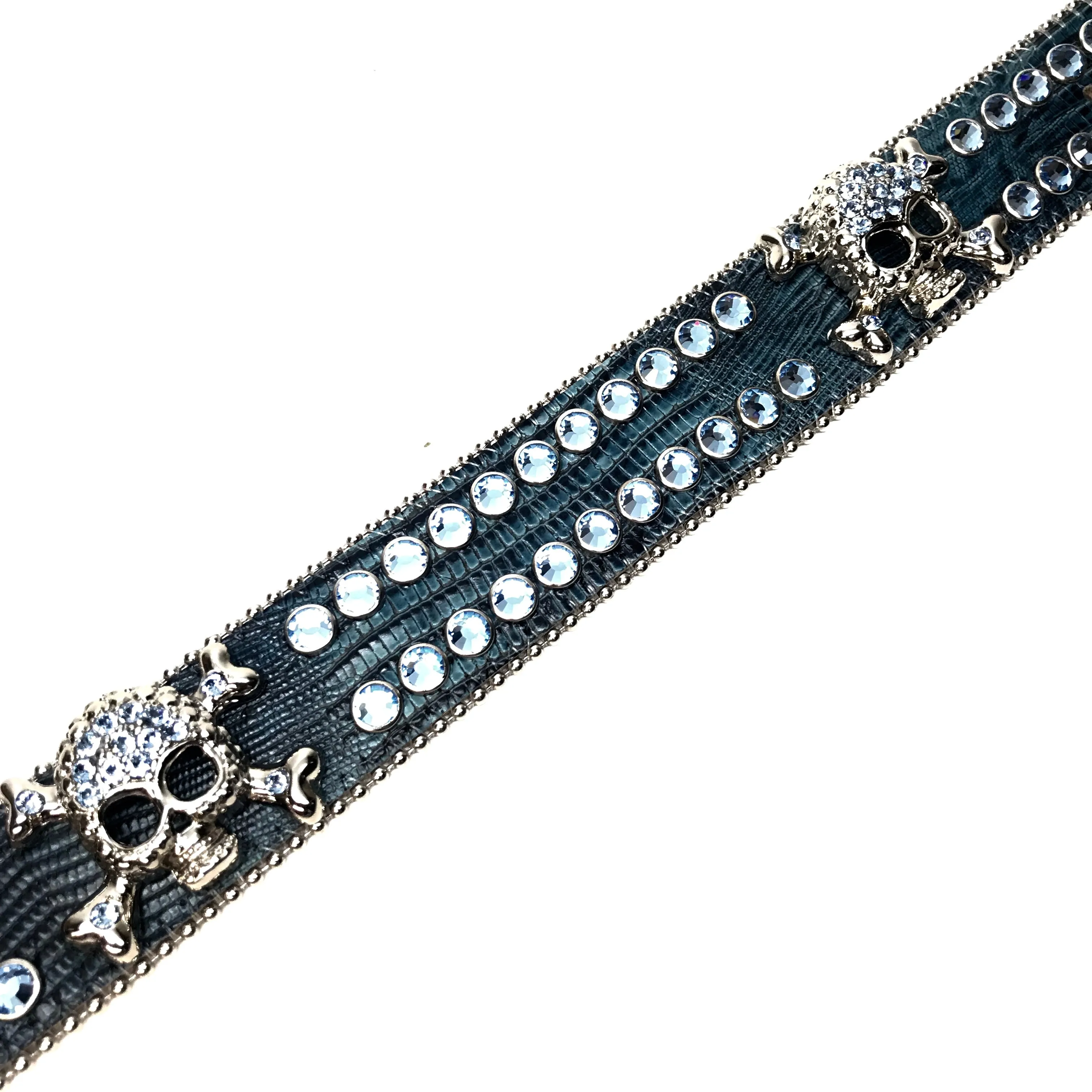 b.b. Simon Skull Blue Lizard Fully Loaded Double Row Crystal Belt