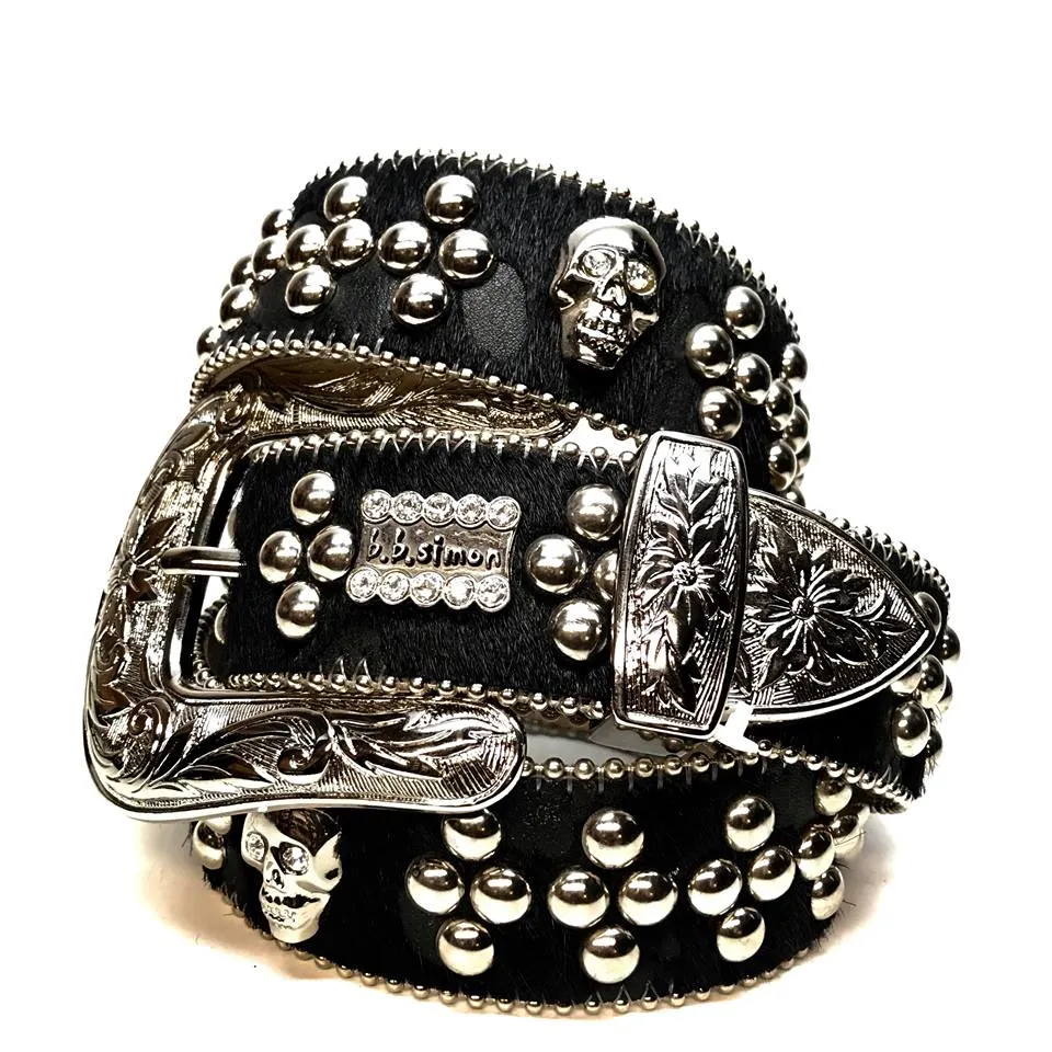 b.b. Simon 'Skull Studded' Pony Crystal Belt