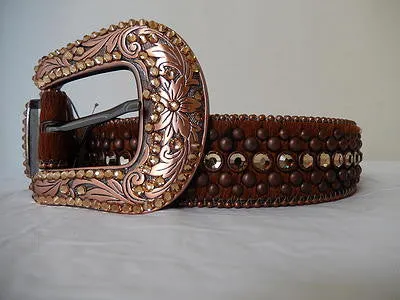 b.b. Simon Studded Bronze Crystal Belt