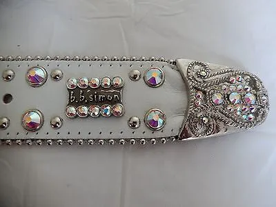 b.b. Simon White Studded Crystal Belt