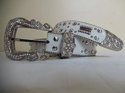 b.b. Simon White Studded Crystal Belt