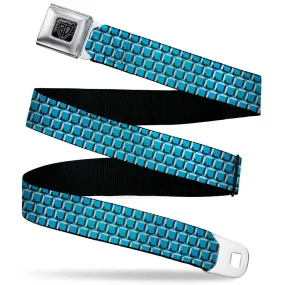 BD Wings Logo CLOSE-UP Black/Silver Seatbelt Belt - 8-Bit Pixel CLOSE-UP Blue/White/Black Webbing