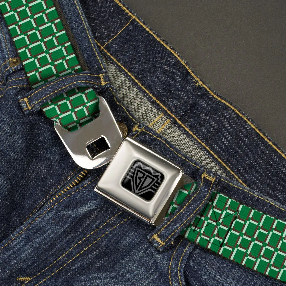 BD Wings Logo CLOSE-UP Black/Silver Seatbelt Belt - 8-Bit Pixel CLOSE-UP2 Green/White/Brown Webbing