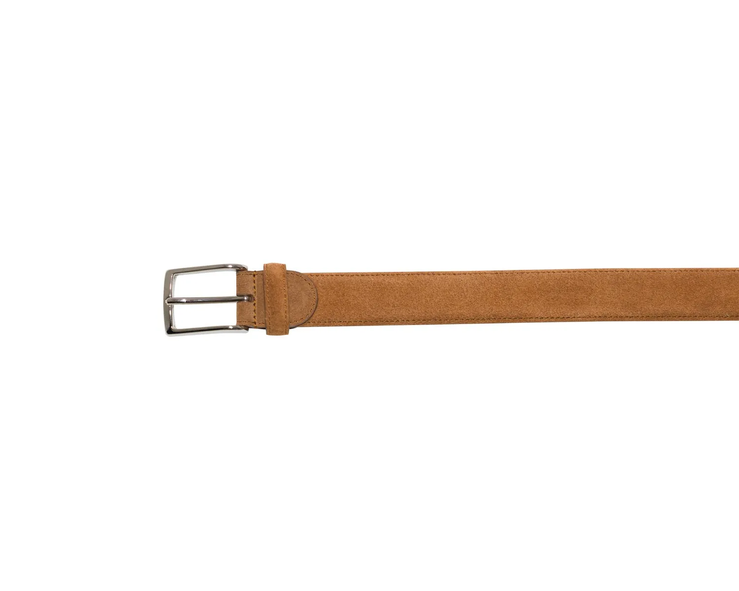 Belt with Nickel Buckle Tobacco Suede