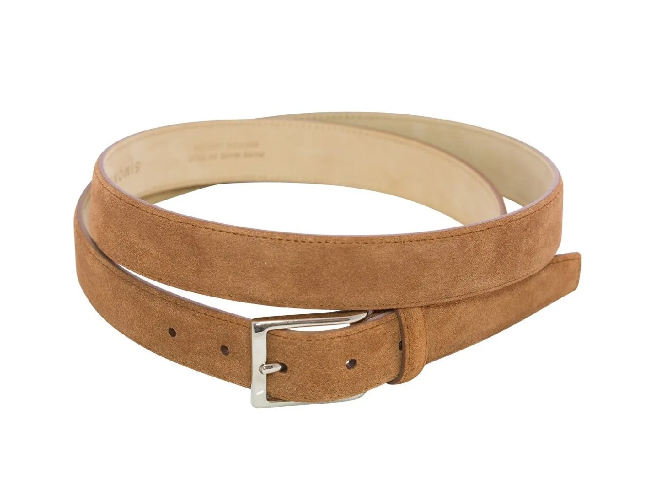 Belt with Nickel Buckle Tobacco Suede