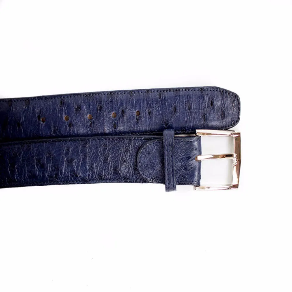 Belvedere Navy Genuine Full Quill Ostrich Dress Belt