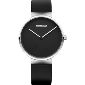 Bering Gents Black Dial Black Leather Strap Watch 14539-402