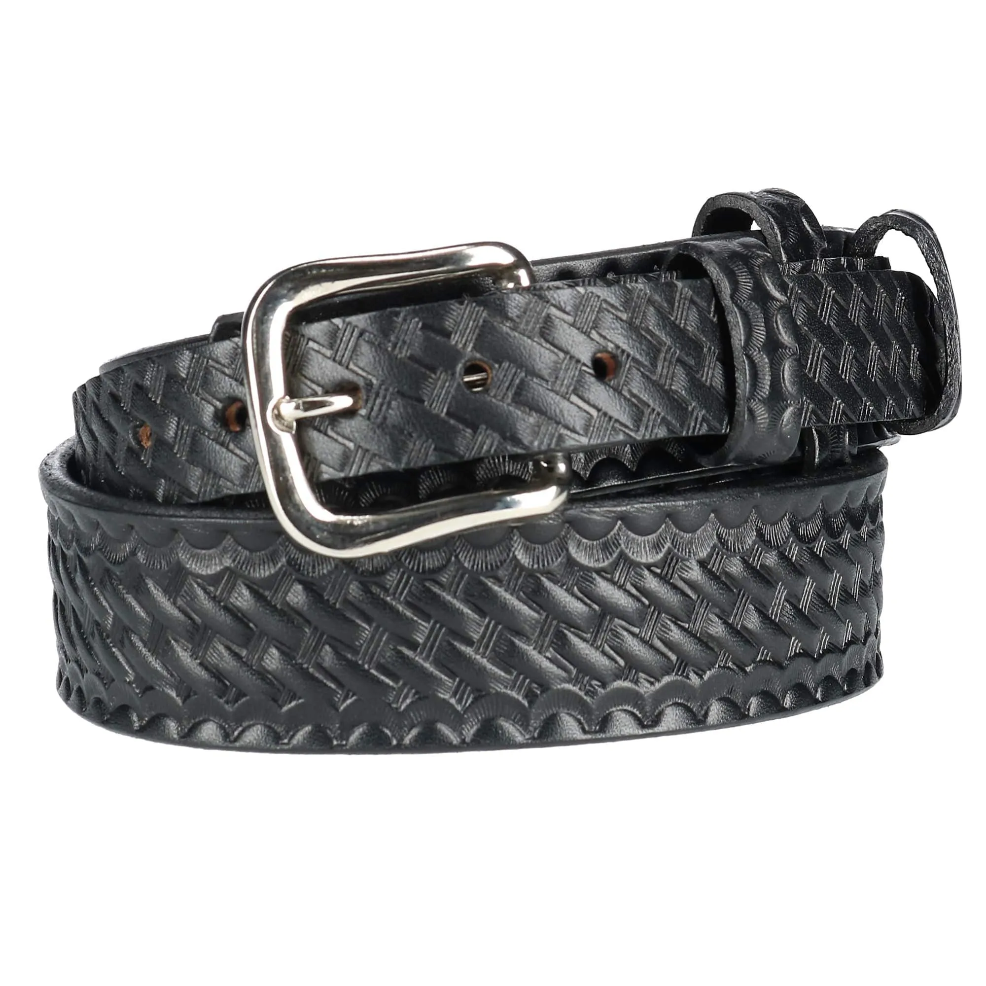 Boston Leather Men's Basketweave Leather Ranger Belt