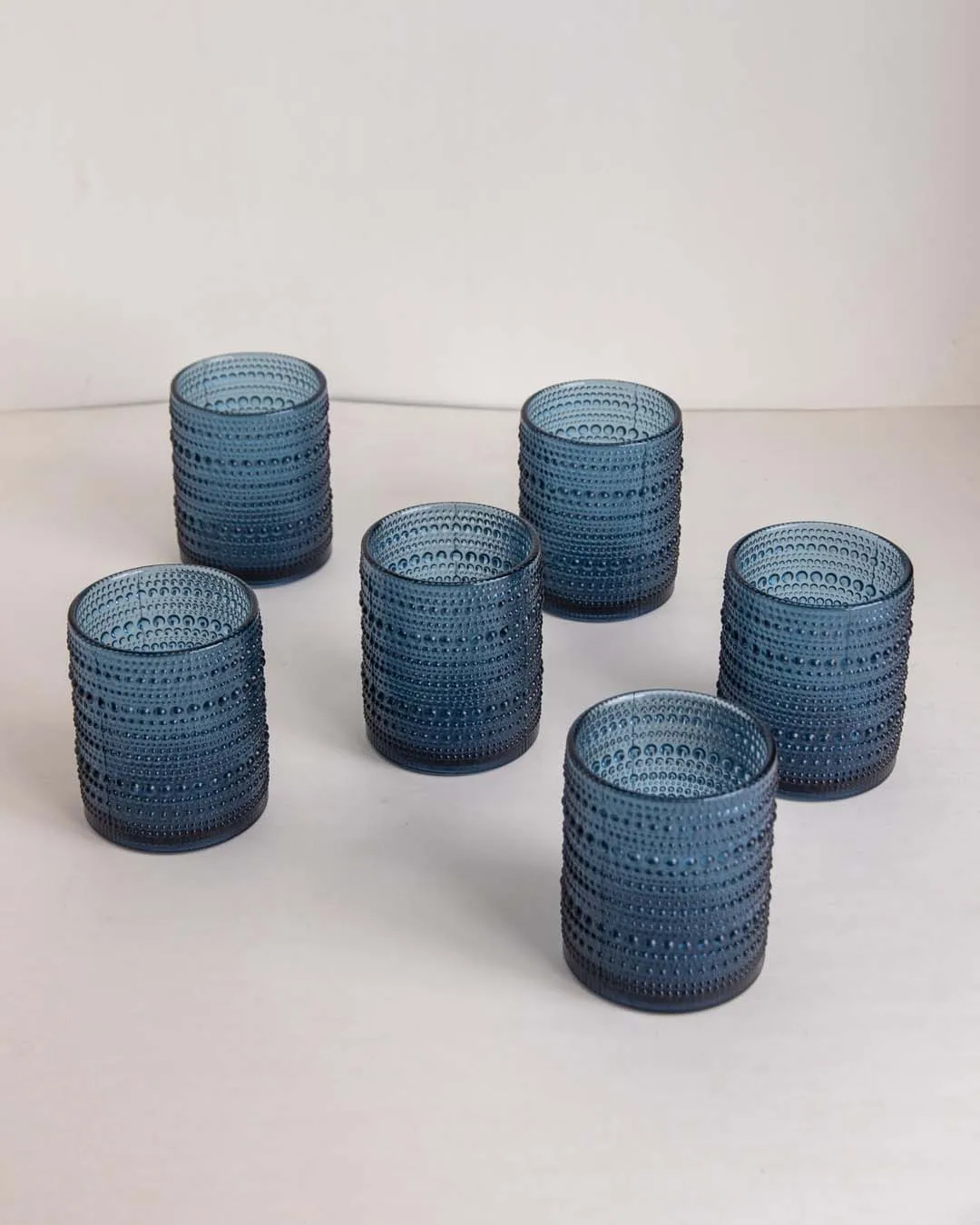 Bubble Embossed Tumbler Glass Blue - Set of 6