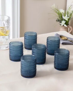 Bubble Embossed Tumbler Glass Blue - Set of 6