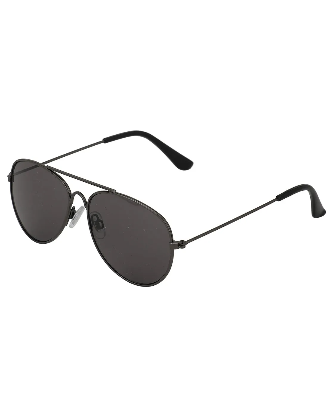 Carlton London Black Lens & Gunmetal-Toned Aviator Sunglasses For Boy