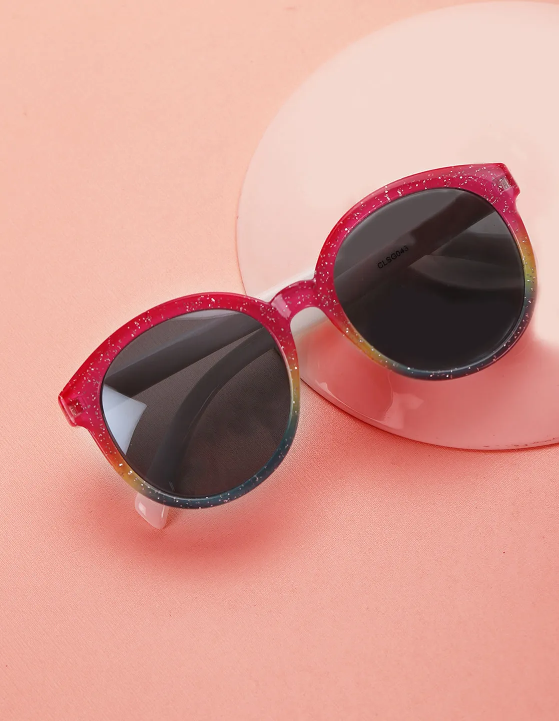 Carlton London Black Lens & Pink Round Sunglasses For Girl