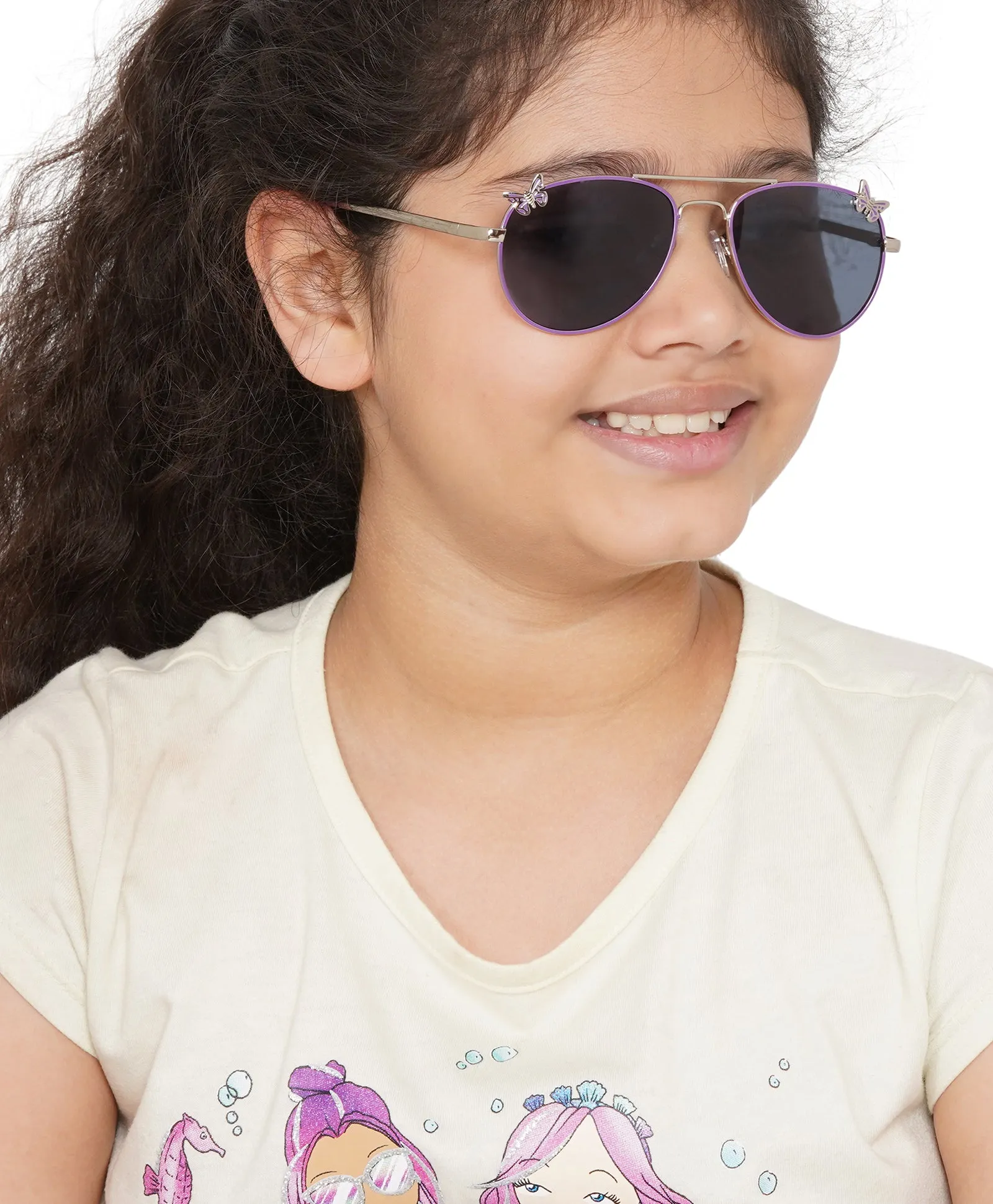 Carlton London Black Lens & Silver-Toned Aviator Sunglasses With Uv Protected Lens For Girl