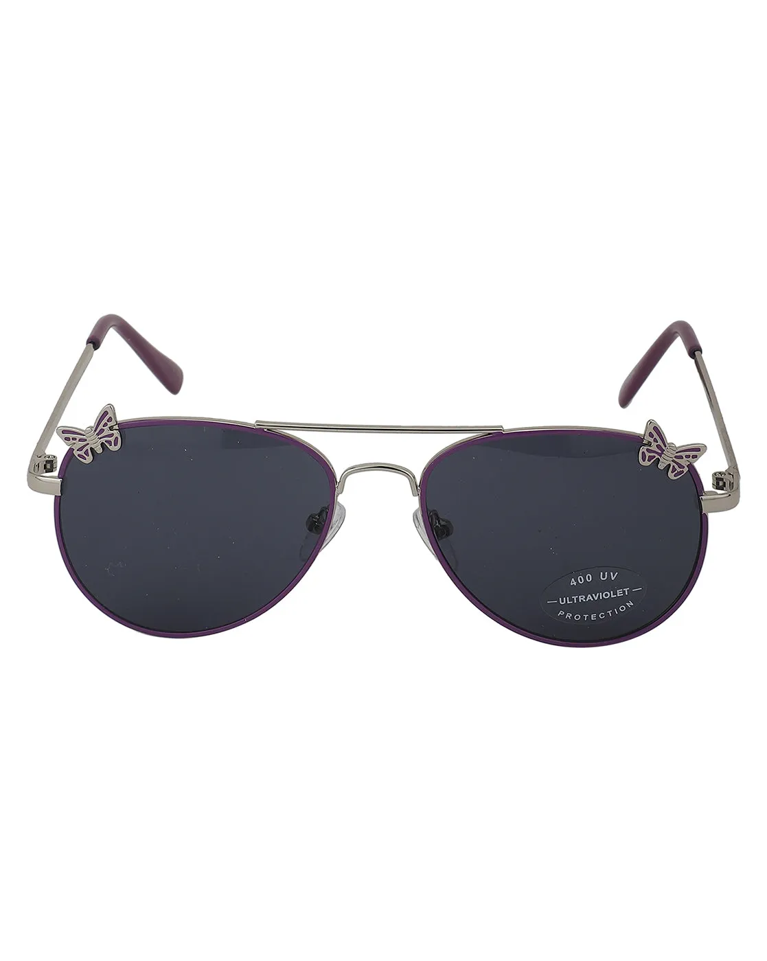 Carlton London Black Lens & Silver-Toned Aviator Sunglasses With Uv Protected Lens For Girl