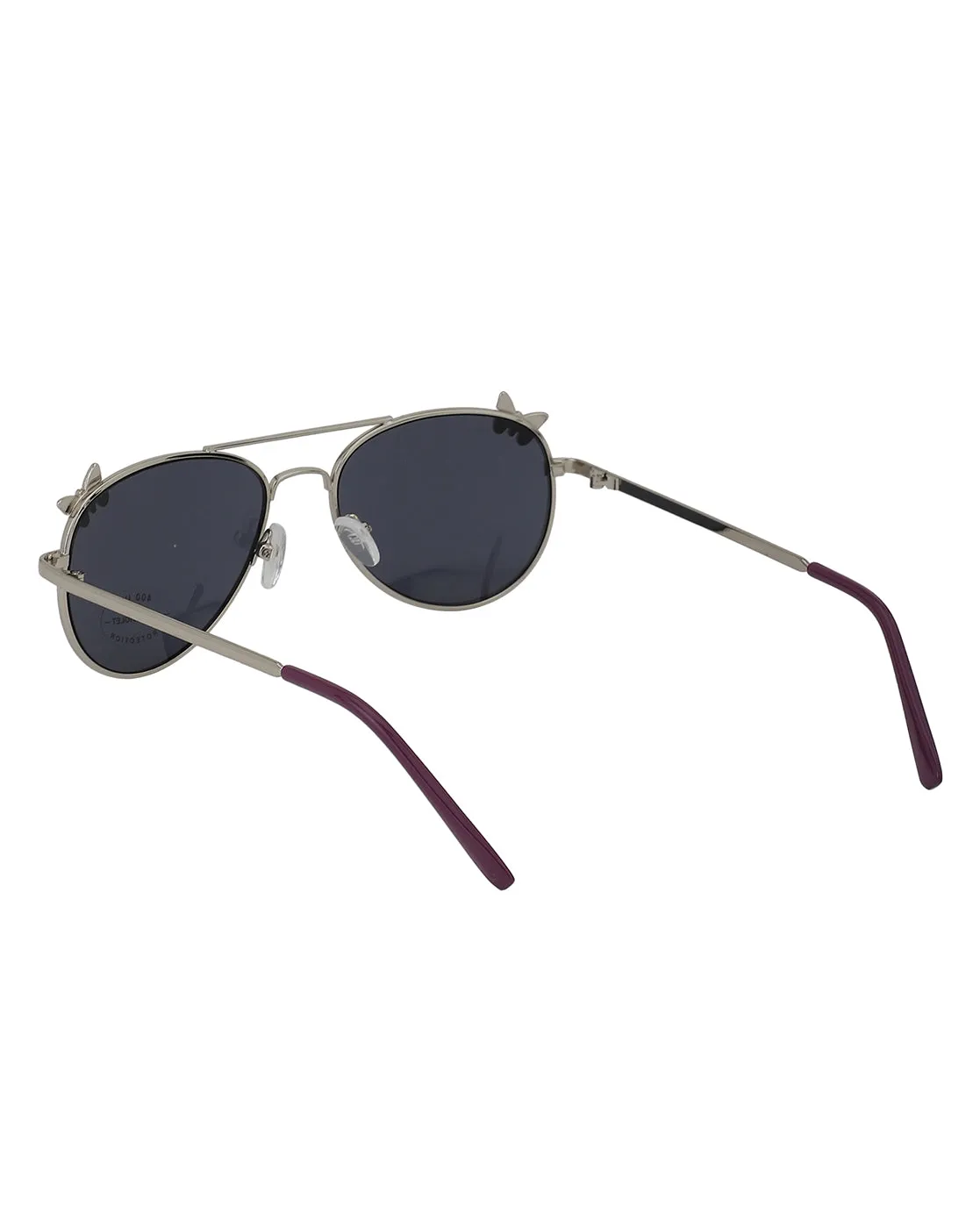 Carlton London Black Lens & Silver-Toned Aviator Sunglasses With Uv Protected Lens For Girl