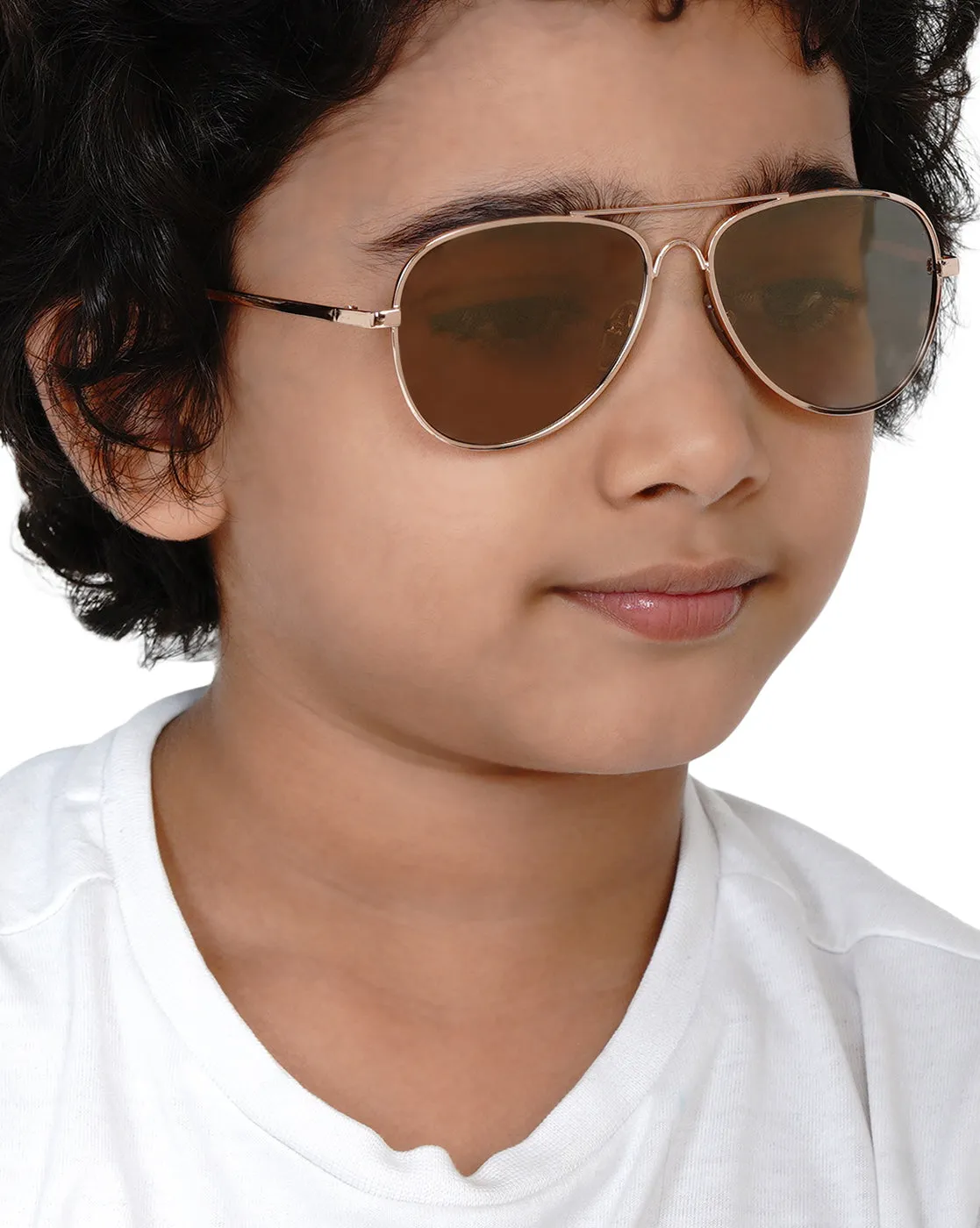 Carlton London Brown Lens & Gold-Toned Aviator Sunglasses With Uv Protected Lens For Boy