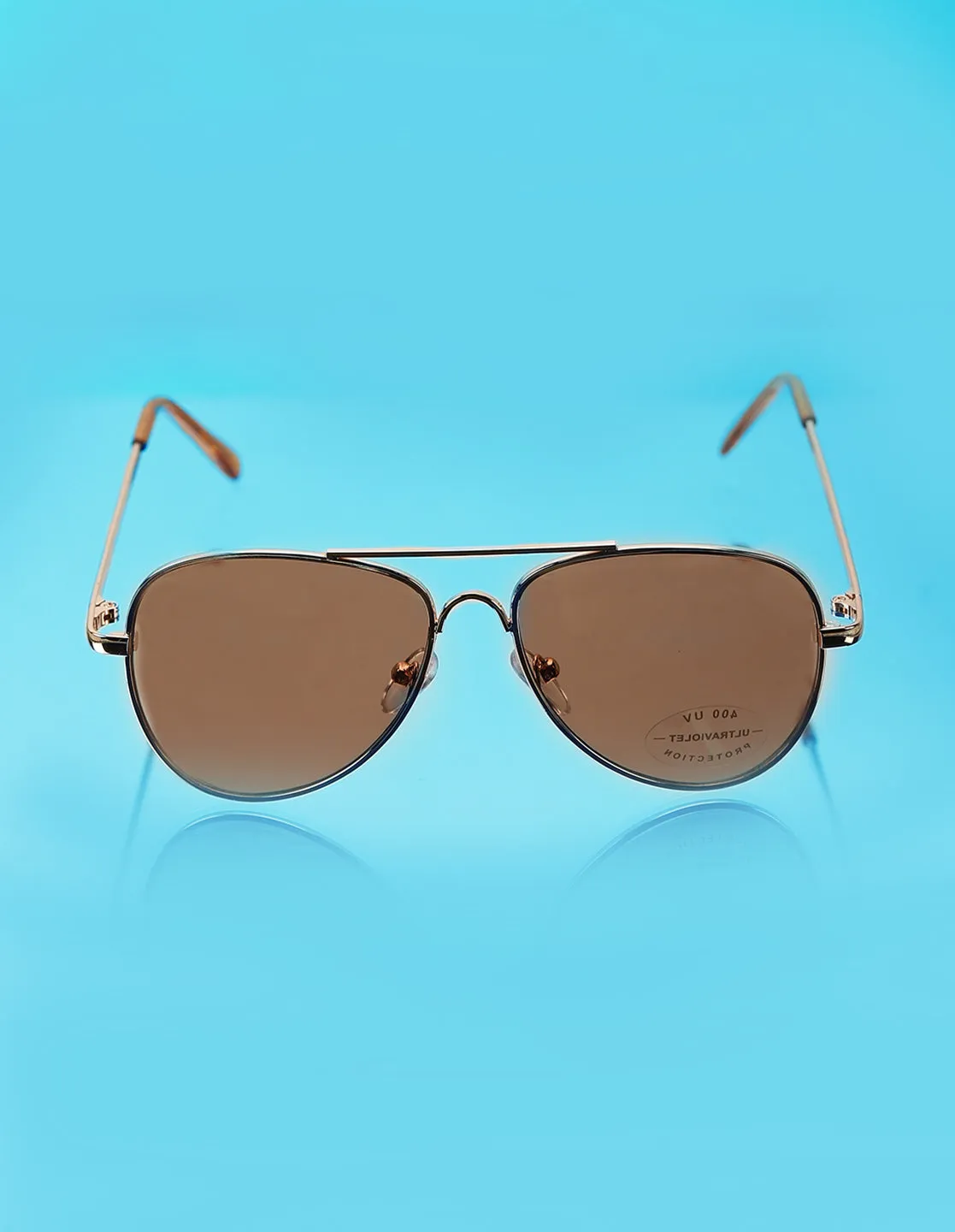 Carlton London Brown Lens & Gold-Toned Aviator Sunglasses With Uv Protected Lens For Boy