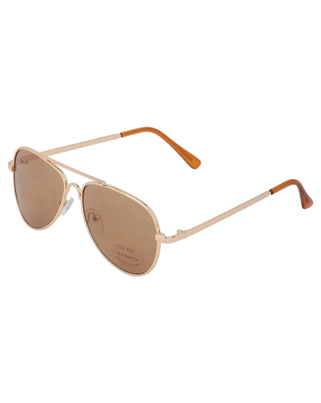 Carlton London Brown Lens & Gold-Toned Aviator Sunglasses With Uv Protected Lens For Boy